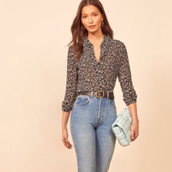 Reformation Violet Spiral Print Top size XS - Picture 1 of 5